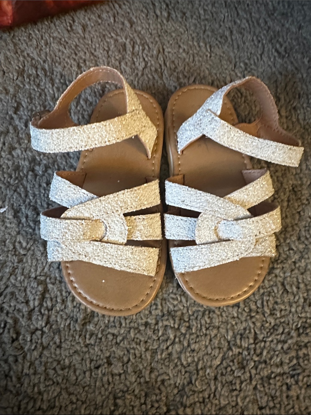 Kids Glitter Strap Sandals in Champagne